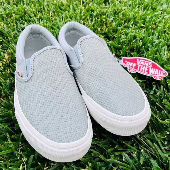 vans woven check slip on belgian block